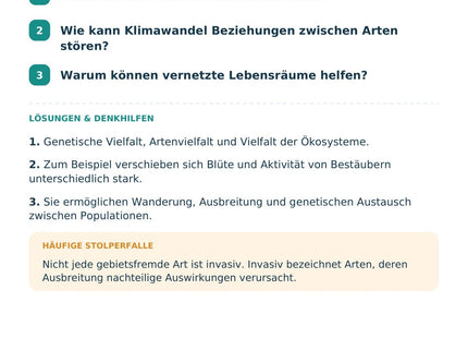 Biologie: Biodiversität und Klimawandel – Selbstcheck mit Lösungen