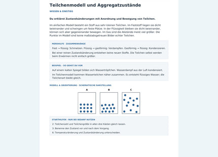 Teilchenmodell und Aggregatzustände – Vorschau des Chemie-Arbeitsblatts mit Lösungen
