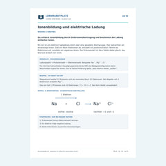 Ionenbildung und elektrische Ladung – kostenloses Chemie-Arbeitsblatt mit Lösungen (PDF)