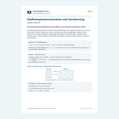 Stoffmengenkonzentration und Verdünnung – kostenloses Chemie-Arbeitsblatt mit Lösungen (PDF)