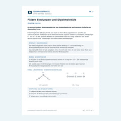 Polare Bindungen und Dipolmoleküle – kostenloses Chemie-Arbeitsblatt mit Lösungen (PDF)