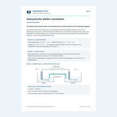 Galvanische Zellen verstehen – kostenloses Chemie-Arbeitsblatt mit Lösungen (PDF)