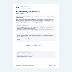 Kunststoffrecycling bewerten – kostenloses Chemie-Arbeitsblatt mit Lösungen (PDF)