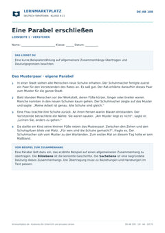 Eine Parabel erschließen – kostenloses Deutsch-Arbeitsblatt mit Lösungen (PDF)