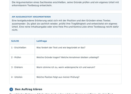 Textgebunden erörtern – erste Seite des Deutsch-Arbeitsblatts für Klasse 10-12