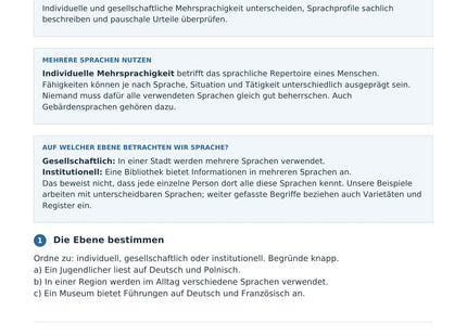 Mehrsprachigkeit differenziert betrachten – erste Seite des Deutsch-Arbeitsblatts für Klasse 9-11