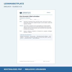 Englisch: Eine formelle E-Mail auf Englisch schreiben - kostenloses Arbeitsblatt mit Lösungen (PDF)