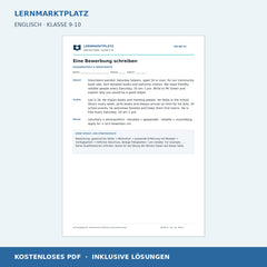 Englisch: Eine Bewerbung auf Englisch schreiben - kostenloses Arbeitsblatt mit Lösungen (PDF)