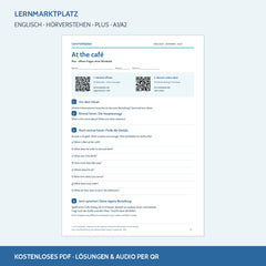 Englisch: At the café – Plus – kostenloses Hörverstehen-Arbeitsblatt mit Lösungen (PDF)