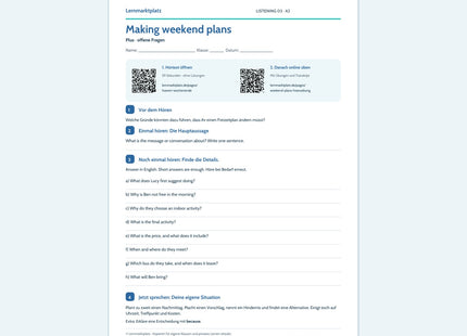Making weekend plans – Plus: Englisch-Arbeitsblatt mit Audio per QR-Code und Lösungen