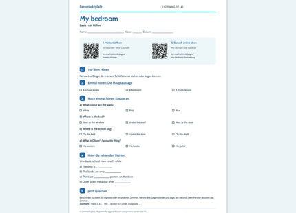 My bedroom – Basis Arbeitsblatt mit QR-Code und Lösungen