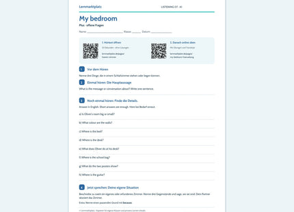 My bedroom – Plus Arbeitsblatt mit QR-Code und Lösungen