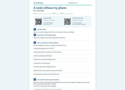 A week without my phone – Plus Arbeitsblatt mit QR-Code und Lösungen