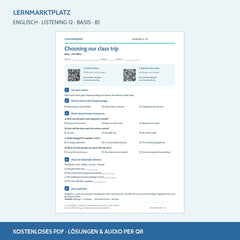 Englisch: Choosing our class trip – Basis Arbeitsblatt mit Audio & QR-Code (B1)