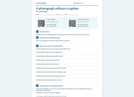 Englisch: A photograph without a caption – Plus Arbeitsblatt mit Audio & QR-Code (B2)