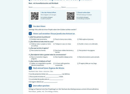 Vorschau Arbeitsblatt ¿Una buena respuesta o un buen proceso?, Basis, B2