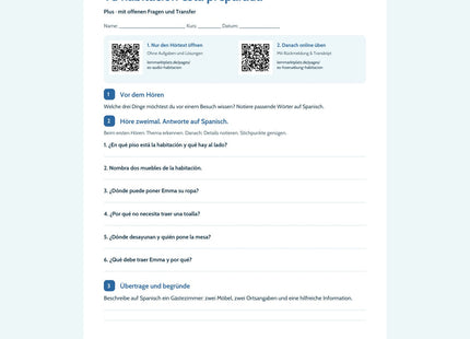 Vorschau Arbeitsblatt Tu habitación está preparada, Plus, A1