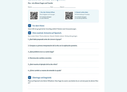 Vorschau Arbeitsblatt Escuchar antes de ayudar, Plus, B1