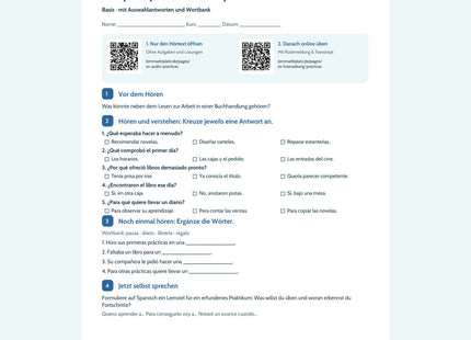 Vorschau Arbeitsblatt Lo que aprendí en las prácticas, Basis, B1