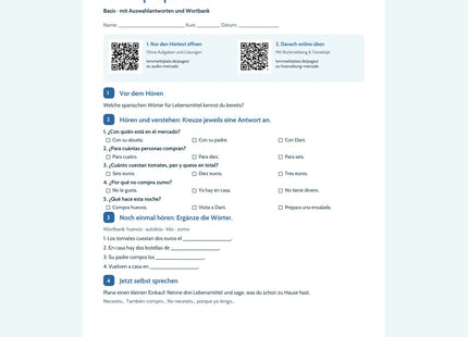 Vorschau Arbeitsblatt La compra para la cena, Basis, A1