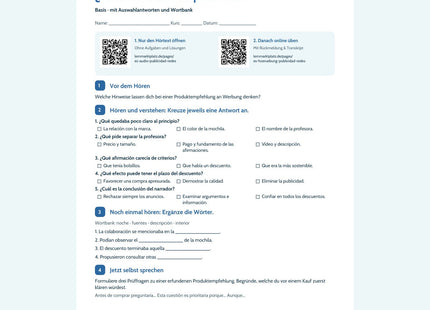 Vorschau Arbeitsblatt ¿Recomendación o publicidad?, Basis, B2