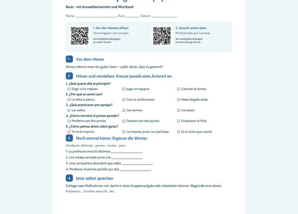 Vorschau Arbeitsblatt Otra forma de jugar en equipo, Basis, B1