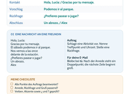 Spanisch: Private E-Mail – Schreibplan, Muster und Checkliste