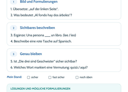 Spanisch: Bildbeschreibung – Sechs Aufgaben mit Lösungen und eigenem Schreibauftrag