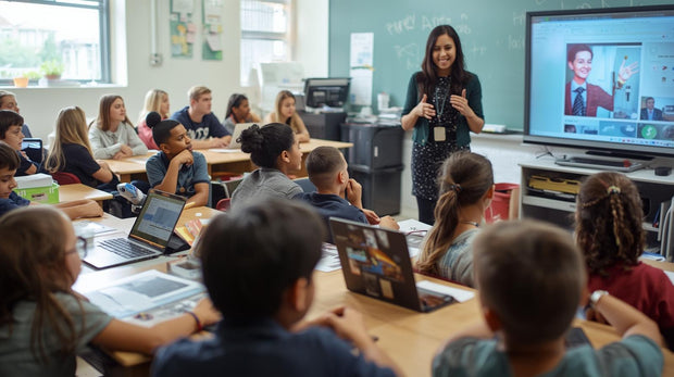 Eine Lehrerin nutzt ein KI Toll für den Unterricht.
