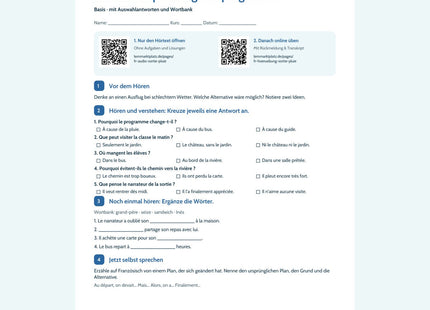 Vorschau Arbeitsblatt Une sortie qui change de programme, Basis, A2