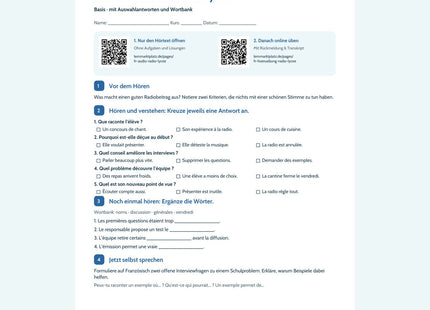 Vorschau Arbeitsblatt Une voix à la radio du lycée, Basis, B1