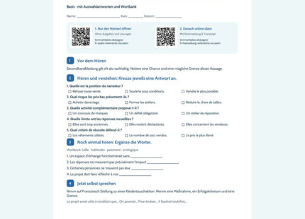 Vorschau Arbeitsblatt Acheter d’occasion : une solution suffisante ?, Basis, B2