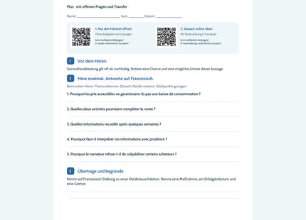 Vorschau Arbeitsblatt Acheter d’occasion : une solution suffisante ?, Plus, B2