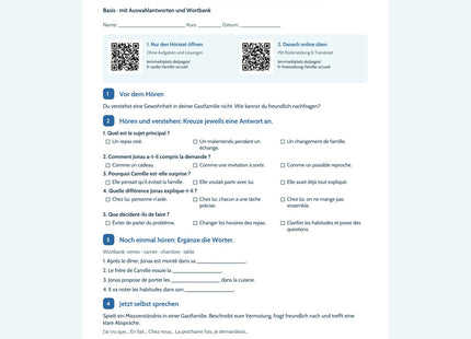 Vorschau Arbeitsblatt Un malentendu dans la famille d’accueil, Basis, B1