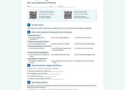 Vorschau Arbeitsblatt Des repas végétariens à la cantine ?, Basis, B2