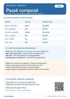 Französisch Lernkarte: Passé composé mit avoir (PDF)