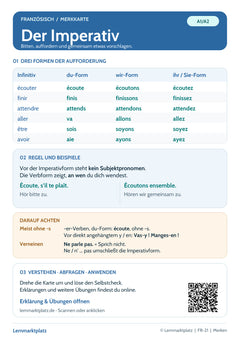 Französisch Lernkarte: Imperativ – Formen und Verneinung (PDF)