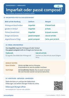 Französisch Lernkarte: Imparfait oder passé composé? (PDF)