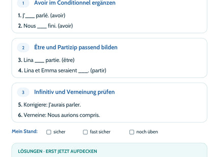 Französisch: Conditionnel passé – Selbstcheck mit sechs Aufgaben und Lösungen