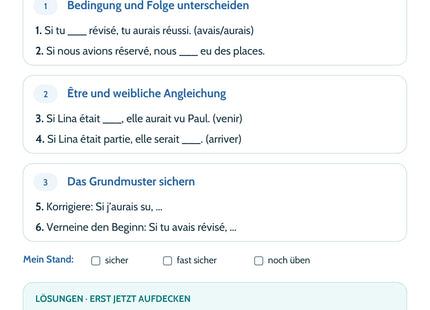Französisch: Si-Sätze: Typ III – Selbstcheck mit sechs Aufgaben und Lösungen