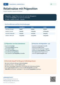 Französisch Relativpronomen lequel, auquel und duquel | Lernposter A4 & A3 (PDF)