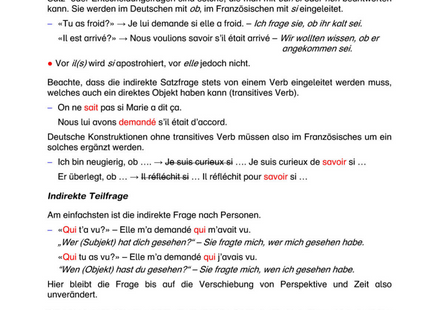 Französisch Arbeitsblatt: Indirekte Fragen – Entscheidungs- & Ergänzungsfragen
