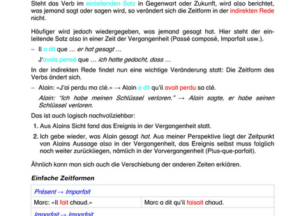 Französisch Arbeitsblatt: Indirekte Rede – Zeitenfolge sicher anwenden