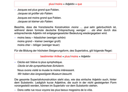 Französisch Arbeitsblatt: Vergleich & Steigerung von Adjektiven