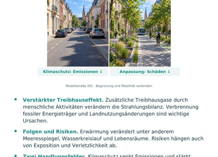 Geographie / Erdkunde: Klimawandel: Ursachen und Handeln – Vorderseite der A5-Lernkarte