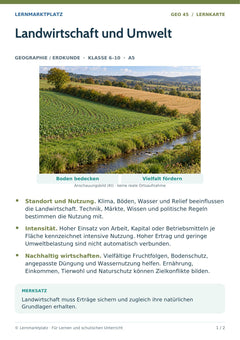 Geographie / Erdkunde Lernkarte: Landwirtschaft und Umwelt (A5-PDF)