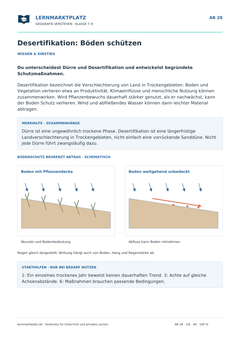Desertifikation: Böden schützen – kostenloses Geografie-Arbeitsblatt mit Lösungen (PDF)