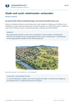 Stadt und Land: miteinander verbunden – kostenloses Geografie-Arbeitsblatt mit Lösungen (PDF)