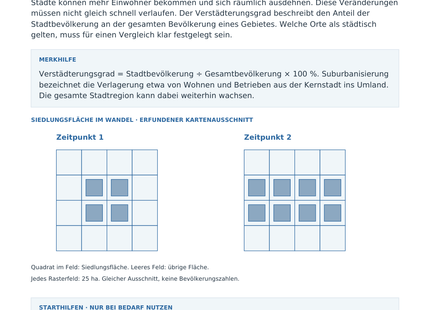 Verstädterung: Städte wachsen – Vorschau der Wissensseite des Geografie-Arbeitsblatts mit Lösungen