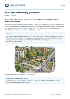 Die Stadt nachhaltig gestalten – kostenloses Geografie-Arbeitsblatt mit Lösungen (PDF)